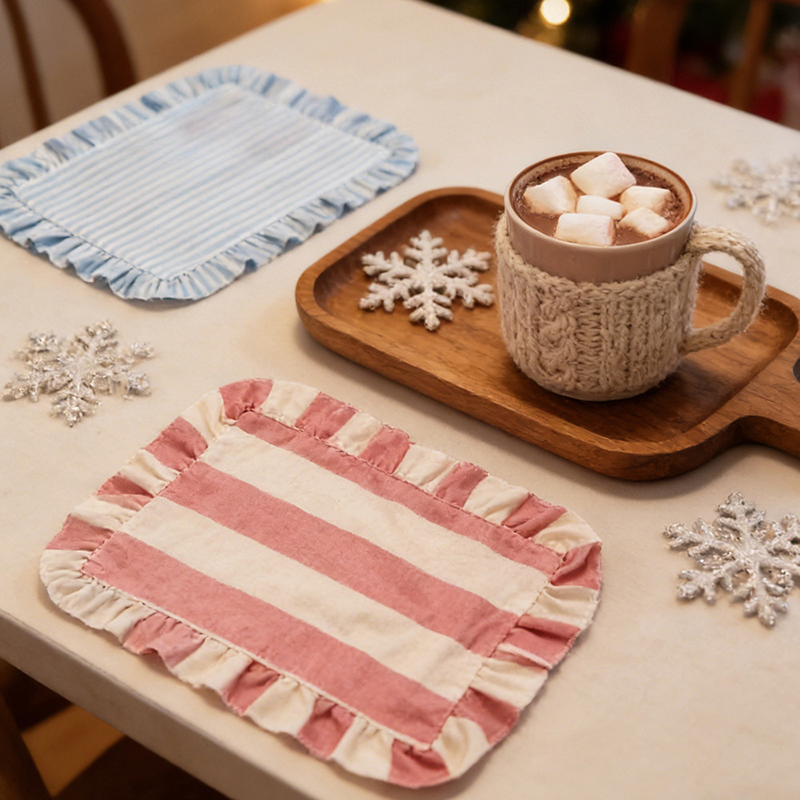 Photography Coffee - NEW Minimalist Stripe Ruffle Placemat Coffee