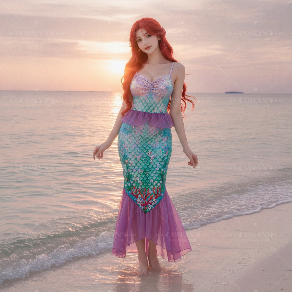 Photography Outfits - Little Mermaid Ariel Cosplay Long Dress