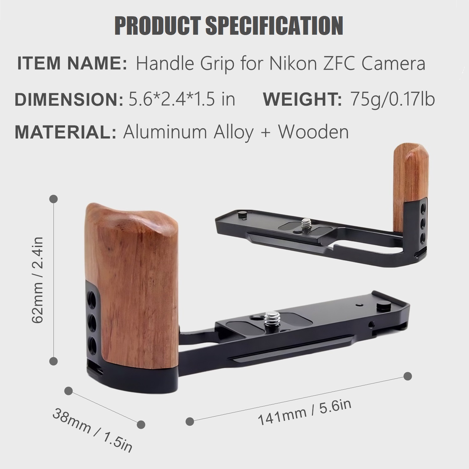 Handgrip, Wooden L-Shape Grip  - đánh giá và giá Camera Cold Shoe