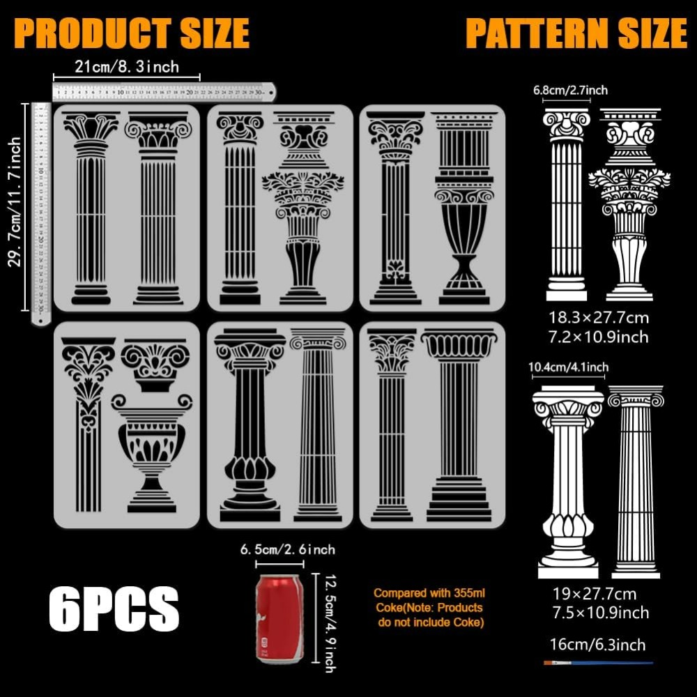 6 PCS Roman Column Stencils fo - đánh giá và giá Photography Techniques