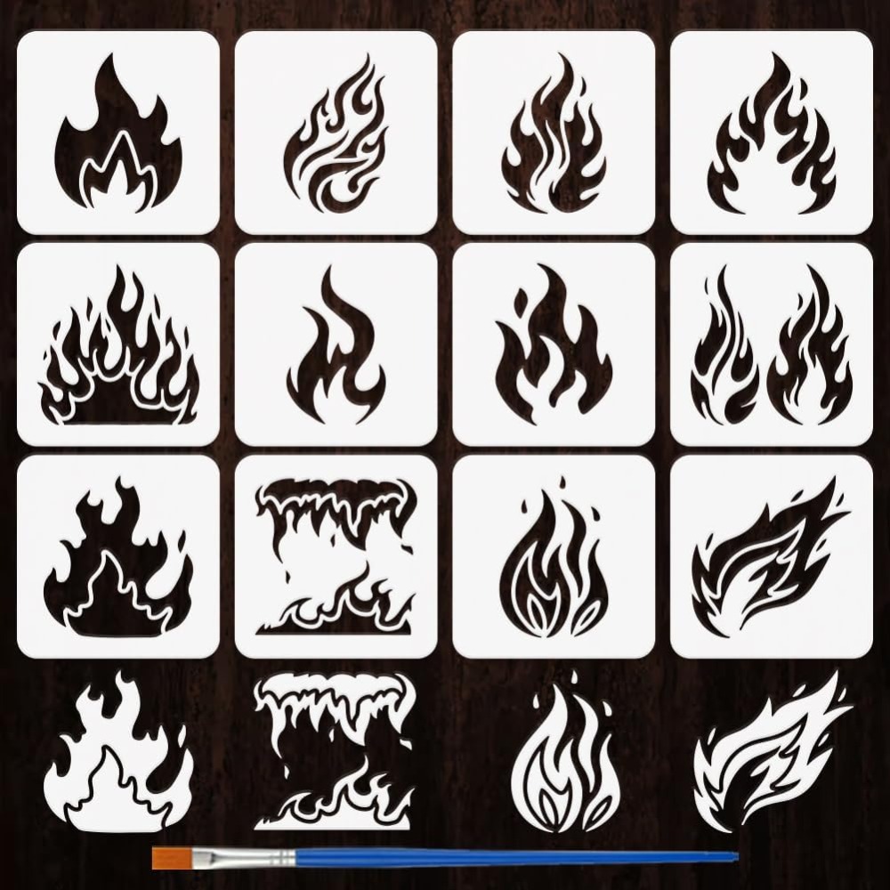 12PCS Flame Painting Stencil w - đánh giá và giá Photography Techniques
