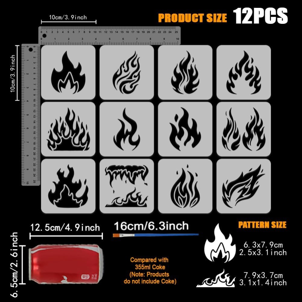 12PCS Flame Painting Stencil w - đánh giá và giá Photography Techniques